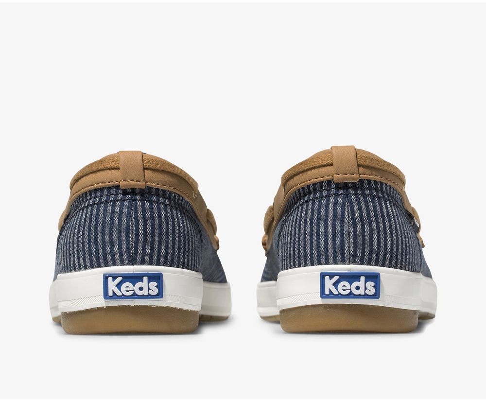 Slip On Γυναικεια - Keds Charter Stripe - Σκουρο Μπλε - XDJIL7509